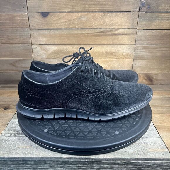 Cole Haan ZeroGrand Womens Size 10.5B Wingtip Oxfords Black Velvet Casual Shoes - Picture 1 of 10